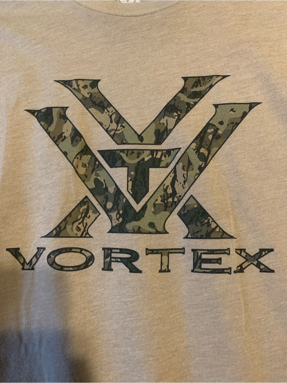 Vortex Short-Sleeve Crewneck Tee in Tan with Camo Logo